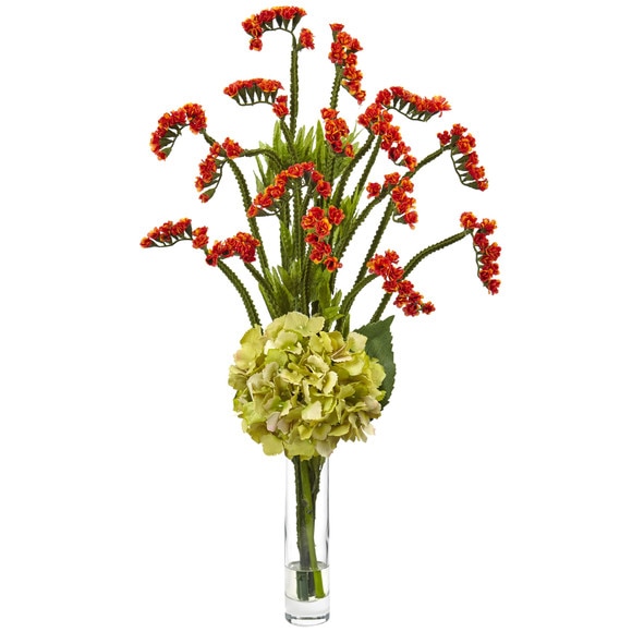 Hydrangea and Statice Bud Arrangement - SKU #1422-PW - 1